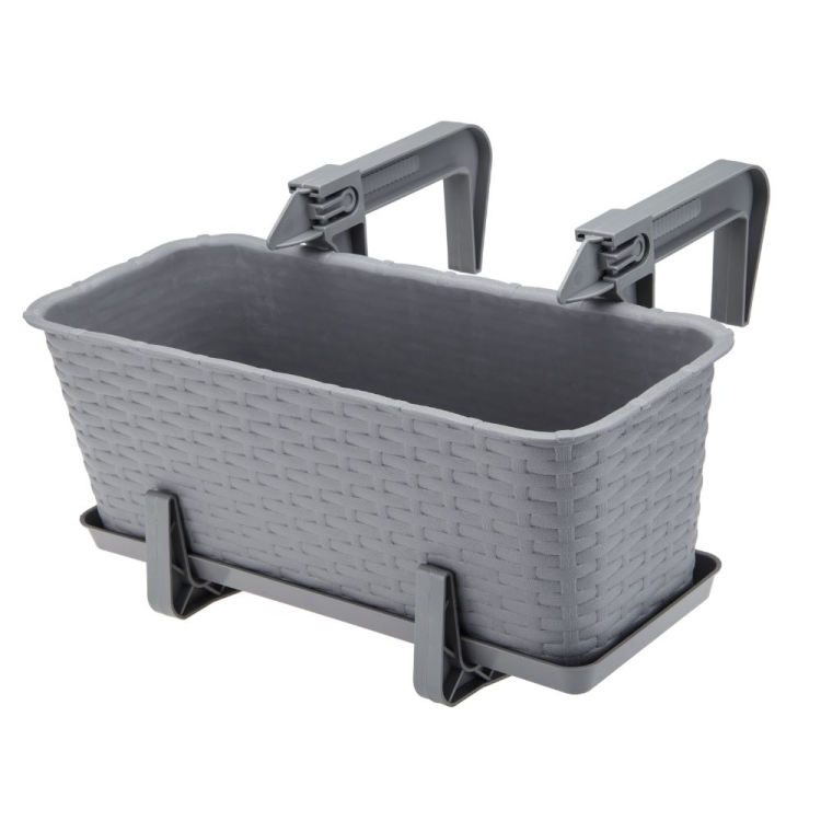 Doniczka balkonowa RATTAN 40cm szary